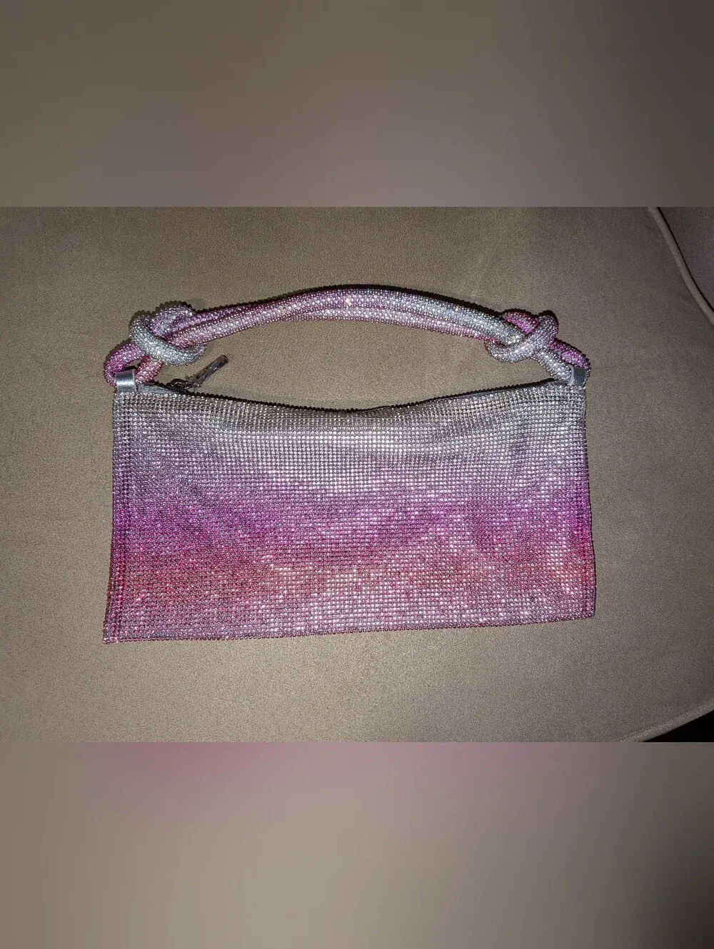 Cult Gaia Hera Nano Rhinestone Knot Shoulder Bag in Calliandra Pink Ombre